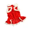 Dog Apparel Classic Dress Velvet Skirt Puppy Santa Pet Clothes For Small Dogs Cats Chihuahua Pomeranian Dresses Christmas Costume XS-L
