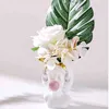 White Resin Vase Flower Pot Nordic Style Cute Human Head Flower Vases Basket Pen Brushes Holder Home Decoration 210409