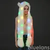 Hat Women Led Led Light Up Faux Fur Animal Ears Hood with Scalf Festival Zaopatrzenie w Halloween świąteczne przyjęcie nowość czapki czapki czapki/czaszki czaszki oliv22