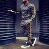 3D colorido homens homens esportes zíper tracksuit conjunto masculino macho jaquetas running + calças terno homens tracksuit mens conjuntos 211006