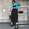 [EAM] Women Black Slit Zipper Irregular Casual Dress Slash Neck Sleeveless Loose Fit Fashion Spring Summer 1DD8268 210512