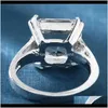 Cluster Drop Leverans 2021 Hainon Luxury 6 Ct Big Square Cut Zircon med stora CZ Stones Ring för kvinnor Mode Smycken Kvinna Ringar MKNKX