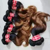 Tres colores negro marrón rojo peruano extensiones de cabello humano tramas rectas onduladas al por mayor 15pcs a granel