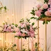 Personalizar 40 cm Rosa artificial Decoración de mesa de boda Bola de flores Centros de mesa Telón de fondo Fiesta Floral Camino Plomo Flores decorativas W333u
