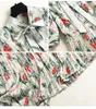 Elegant Summer Designers Fashion Woman Clothes Bow Collar Floral Printed Elastic Waist Pleated Dress 210601
