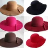 2018 nieuwe meisje mode vintage vrouwen brede rand zon hoed vilt bowler cap lady floppy cloche g220301