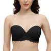 Sutiãs senhoras mulheres invisíveis alças sexy sutiã halter mergulho sem alças push up copo underwire acolchoado renda bralette lingerie212v