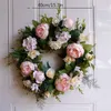Flores decorativas Wreaths Wreaths Flor Artificial Light Pink Peony Greath Decorated for Hallowee Home Wedding Garden Party Decor Salting Salting S
