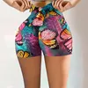 Summer Women Basic Slip Bike Sport Shorts Bowknot Butterfly Print Quick Drying Workout Leggings High Waist Slim Skinny Women's