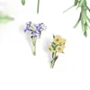 Pins, Brooches Sunflower Zinc Alloy Bouquet Enamel Bag Clothes Lapel Pin Badge Plant Party Lover Girl Friend Jewelry Gifts