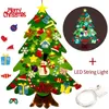 DIY Felt Christmas Tree Wall Decorations Set with LED Lights Ornaments Party Supplies For Nursery Xmas Children Gift Home Decor 211104