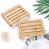 Doğal Bambu Sabun Yemekleri Tepsi Tutucu Depolama Sabunluk Plaka Kutusu Konteyner Taşınabilir Banyo Sabunluk W-00880