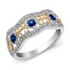 Anneaux de mariage Huitan Vintage magnifique bague femme brillant bleu CZ pierre WifeMother cadeau d'anniversaire grand Antique Anillos8923736