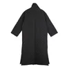 Мода Black Argyle Long Parka Winter Streetwook Side Split Cockets Пальто Turtleneck Рукавная мягкая куртка 210515