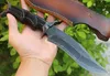 Outdoor Survival Straight Knife Damascus Steel Blades Ebony + Steels Head Handle Fixed Blade Knives With Leather Sheath