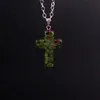 Moda DIY Naturalny Kryształ Kamień Handmade Cross Charms Naszyjniki dla kobiet Mężczyźni z łańcuchami Biżuteria