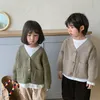 Koreanischer Stil Herbstgeschwister beiläufige lose Strickjacke Kindermode Unregelmäßiges Design Strickpullover 211201