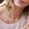 2020 minimalistisk riktig 2mm / 3-4mm storlek sötvattenspärlhalsband choker enkelt känsliga smycken för kvinnor