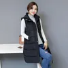 Women's Vests Casual INS Fashion Button Fall Winter Quilted Mid Long Hooded Puffer Vest Windbreak Gilted Wasitcoats Outerwear Stra22