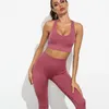 Femmes Yoga Set sans couture Sportswear 2 pièces Gym Vêtements Bra + Leggings Running Wear Skinny Suits 210802