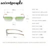 Solglasögon Rimless Rectangle Women Frameless Square Sun Glasögon för män unika leopardtempel Eyewear266g