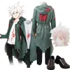 Dangan Ronpa 2 Danganronpa Costume Cosplay Nagito Komaeda Giacca Cappotto Felpa con cappuccio Anime Parrucca scarpe t shirt Halloween per Donna Uomo Y0903