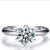 Sterling Silver Solid Wedding Ring 6 Pradze 0.5CT 1CT 2CT Moissanite Diamentowe pierścienie zaręczynowe dla kobiet Obietnica Prezent Biżuteria