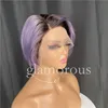 13x1 Transparent Lace Part Short Pixie Cut Wigs Brazilian Indian human hair For Women Straight Side Part Bob Wig