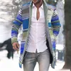 Męskie Moda Single Breasted Z Długim Rękawem Topy Płaszcz Vintage Multicolor Drukuj Mężczyźni Slim Outwear Casual Stand Collar Coats Kurtka 211126