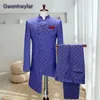 Gwenhwyfar New Men's Wear Print Blazer de fête de qualité accrocheur + pantalon + costume de gilet