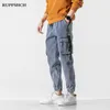 2021 Spring Autumn New Men Cargo Jeans Men Cotton Casual Fashion High Quality Cargo Pocket Plus Size Jeans Men Pants M-8XL X0621