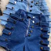 Short en denim d'été taille haute pour femme minceur décontracté côté métal poitrine moto short à jambes larges 210420