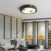 Chinese stijl Creative Slaapkamer Studie Tea Room Lotus Leaf Koper Warm en eenvoudige email plafondlampen Lichten