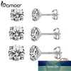 bamoer 3 Pairs Stud Earrings Set 925 Sterling Silver Stone CZ Minimalist Dazzling Fashion Earrings 4mm 5mm 6mm Diameter BSE166 Factory price expert design Quality