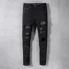 Mens Designer Jeans nödställda rippade cyklist Slim Fit Motorcykel denim för män s högsta kvalitet mode jean mans byxor häll hommes