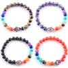 Wojiaer Strands Bangle Jewelry Gift for Women Girls Natural Gemstone Round 8mm Beads Palm Bracelet 7 Inches Bk328