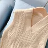 pull gilet femmes printemps et automne lâche version coréenne du gilet court en laine pull sans manches à col en V 211008