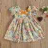 Ma&Baby Summer Vintage Flower Children Kid Girls Dress Ruffles Puff Sleeve Holiday Dresses For Girl Costumes Clothes Q0716