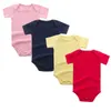 Summer cotton short-sleeved Bodysuits solid color One-Pieces born onesies baby cloth 210515