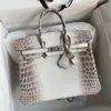 Kvinnors designers väskor 2021 handväskor crossbody full läder silver diamant spänne importerad nil krokodil mode högkvalitativ hand sömnad