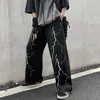 Houzhou Hip Hop Pantalon Automne 2020 Mode Harajuku Pantalon à jambes larges Streetwear Joggers Femmes Lâche Imprimer Taille haute Pantalon Q0801
