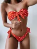 Kvinnors badkläder Kvinnor Bikini 2022 Bra och shorts Set Ladies Swimsuit Polka Dot Print Sexig 2 Piece Women Swiming Suit