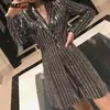 Sequins Gilding Shining Blazer Coat Fashion Suit Women Workwear Office Lady Blaser Clothing Fall Winter Jackets Long Outwear 210416