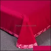 Zestawy pościelowe Materiały Tekstylia Home Tekstylia Garden Drop Wedding Er Set Jacquard Koronki Poszewka (3szt No Bedsheet) Europejski Luksusowy Czerwony Flower