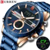 Curren Man Watch Marca de Luxo Esporte Casual relógios de pulso masculino Design digital relógio luminoso com cronógrafo Q0524