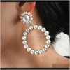 Charm Schmuck Drop Lieferung 2021 Mode Europäische und amerikanische Damen Weihnachten Legierung Übertriebene Ohrstecker Weibliche Kreis Perle Designer Ohrringe