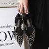 Chaussures habillées LMCAVASUN Single Pointed Toe Hollow Sandal Grandes chaussures pour femmes Slingbacks Rivet Back Vide Femmes Chaussures plates 220315