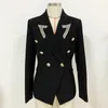 High Street Designer Blazer Women Women Strass Terctlar Puttons Double Breadted Lion Buttons 210521