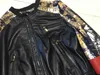 정품 가죽 자켓 여성 양 가죽 패치 워크 인쇄 야구 유니폼 라운드 넥 캐주얼 짧은 가죽 자켓 코트 F1434 210909