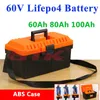 Bateria portátil 60V 60AH 80AH 100AH ​​LIFPO4 para motociclos Cadeiras de rodas Potência exterior Rickshaw + 10A carregador